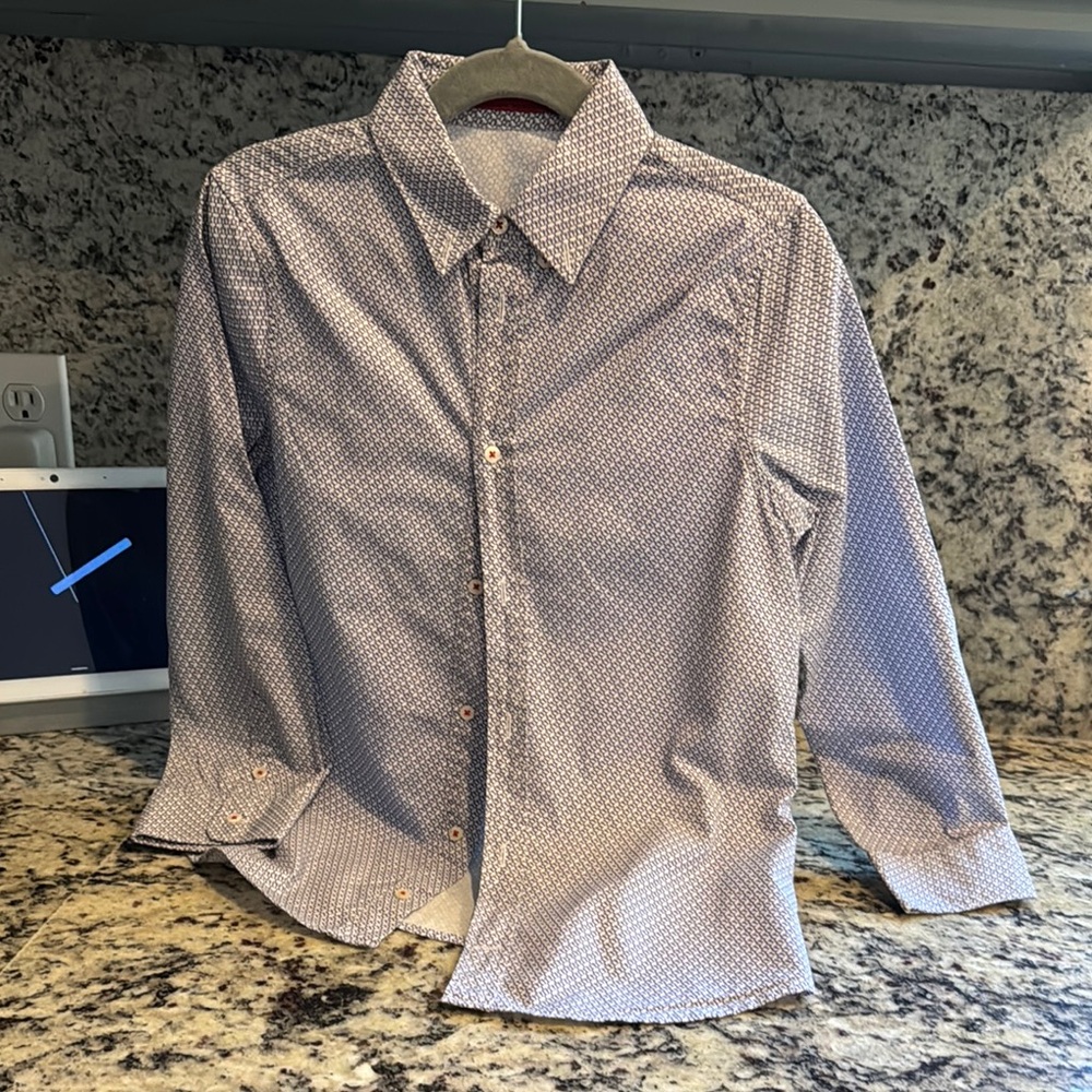 Carolina Herrera Blue and White Button Down Shirt